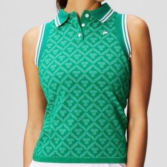 Fabletics Tops - Fabletics Seamless Fairway Green Patterned Polo Top